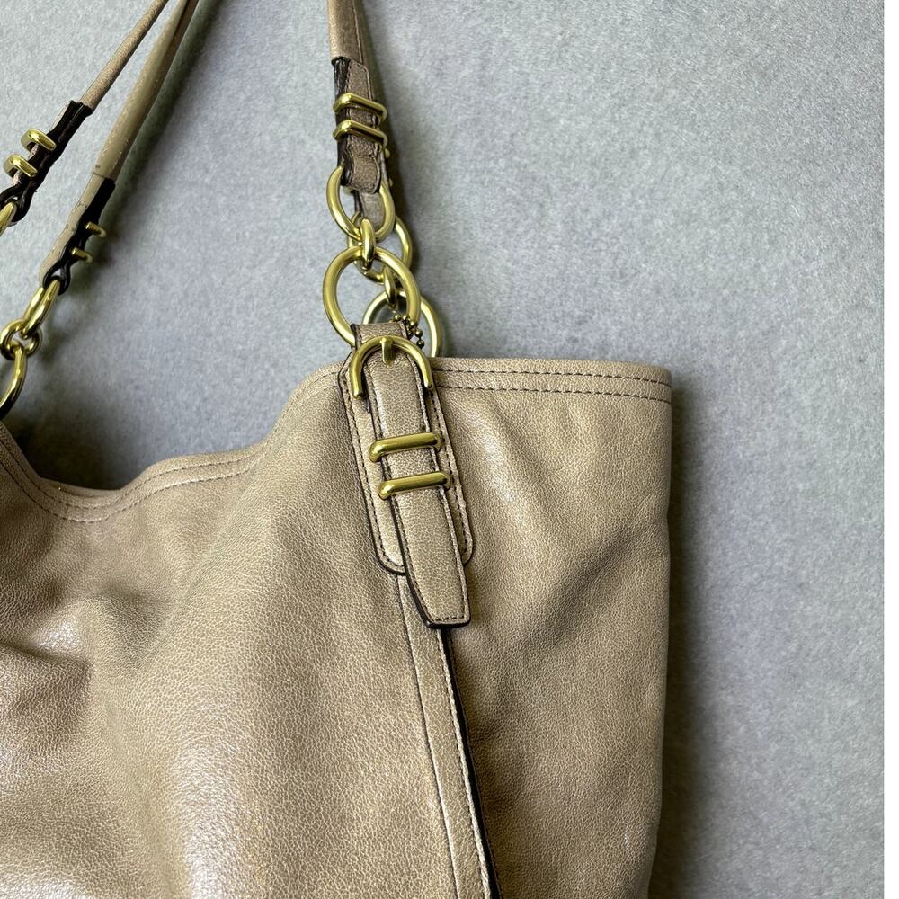 Coach Kristin Pinnacle Leather Shimmer Champagne Tan Tote Shoulder Bag 2013 - Picture 4 of 9